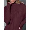 imageLILLUSORY Sweater Dresses for Women 2025 Fall Fashion Mock Neck Long Lantern Sleeve Oversized Outfits Knit Tops ClothesWine Red