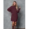imageLILLUSORY Sweater Dresses for Women 2025 Fall Fashion Mock Neck Long Lantern Sleeve Oversized Outfits Knit Tops ClothesWine Red