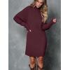 imageLILLUSORY Sweater Dresses for Women 2025 Fall Fashion Mock Neck Long Lantern Sleeve Oversized Outfits Knit Tops ClothesWine Red
