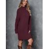 imageLILLUSORY Sweater Dresses for Women 2025 Fall Fashion Mock Neck Long Lantern Sleeve Oversized Outfits Knit Tops ClothesWine Red