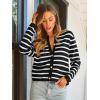 imageLILLUSORY Women Cardigan Sweaters Fall Outfit Clothes Fashion Cropped Jackets Trendy 2025 Casual Long Sleeve TopsBlack White