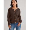 imageLILLUSORY Women Cardigan Sweaters Fall Outfit Clothes Fashion Cropped Jackets Trendy 2025 Casual Long Sleeve TopsChocolatebrown