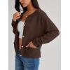 imageLILLUSORY Women Cardigan Sweaters Fall Outfit Clothes Fashion Cropped Jackets Trendy 2025 Casual Long Sleeve TopsChocolatebrown