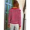 imageLILLUSORY Women Cardigan Sweaters Fall Outfit Clothes Fashion Cropped Jackets Trendy 2025 Casual Long Sleeve TopsRed White