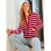imageLILLUSORY Women Cardigan Sweaters Fall Outfit Clothes Fashion Cropped Jackets Trendy 2025 Casual Long Sleeve TopsRed White