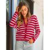 imageLILLUSORY Women Cardigan Sweaters Fall Outfit Clothes Fashion Cropped Jackets Trendy 2025 Casual Long Sleeve TopsRed White