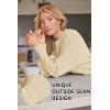 imageLILLUSORY Womens Oversized Batwing Sweaters 2025 Fall Outfits Trendy Crewneck Knit Side Slit Fashion Pullover TopsApricot
