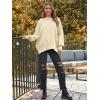 imageLILLUSORY Womens Oversized Batwing Sweaters 2025 Fall Outfits Trendy Crewneck Knit Side Slit Fashion Pullover TopsApricot