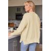 imageLILLUSORY Womens Oversized Batwing Sweaters 2025 Fall Outfits Trendy Crewneck Knit Side Slit Fashion Pullover TopsApricot