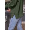 imageLILLUSORY Womens Oversized Batwing Sweaters 2025 Fall Outfits Trendy Crewneck Knit Side Slit Fashion Pullover TopsArmy Green