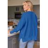 imageLILLUSORY Womens Oversized Batwing Sweaters 2025 Fall Outfits Trendy Crewneck Knit Side Slit Fashion Pullover TopsBlue