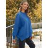 imageLILLUSORY Womens Oversized Batwing Sweaters 2025 Fall Outfits Trendy Crewneck Knit Side Slit Fashion Pullover TopsBlue