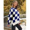 imageLILLUSORY Womens Oversized Batwing Sweaters 2025 Fall Outfits Trendy Crewneck Knit Side Slit Fashion Pullover TopsBlue White
