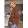 imageLILLUSORY Womens Oversized Batwing Sweaters 2025 Fall Outfits Trendy Crewneck Knit Side Slit Fashion Pullover TopsBrick Red