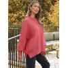 imageLILLUSORY Womens Oversized Batwing Sweaters 2025 Fall Outfits Trendy Crewneck Knit Side Slit Fashion Pullover TopsBright Pink