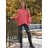 imageLILLUSORY Womens Oversized Batwing Sweaters 2025 Fall Outfits Trendy Crewneck Knit Side Slit Fashion Pullover TopsBright Pink