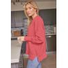 imageLILLUSORY Womens Oversized Batwing Sweaters 2025 Fall Outfits Trendy Crewneck Knit Side Slit Fashion Pullover TopsBright Pink