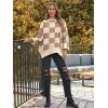 imageLILLUSORY Womens Oversized Batwing Sweaters 2025 Fall Outfits Trendy Crewneck Knit Side Slit Fashion Pullover TopsCheckered Apricot