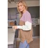 imageLILLUSORY Womens Oversized Batwing Sweaters 2025 Fall Outfits Trendy Crewneck Knit Side Slit Fashion Pullover TopsColorblockpink