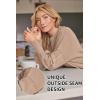imageLILLUSORY Womens Oversized Batwing Sweaters 2025 Fall Outfits Trendy Crewneck Knit Side Slit Fashion Pullover TopsDark Apricot