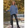 imageLILLUSORY Womens Oversized Batwing Sweaters 2025 Fall Outfits Trendy Crewneck Knit Side Slit Fashion Pullover TopsDeep Grayish Blue