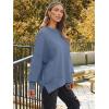 imageLILLUSORY Womens Oversized Batwing Sweaters 2025 Fall Outfits Trendy Crewneck Knit Side Slit Fashion Pullover TopsDeep Grayish Blue