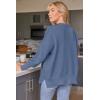 imageLILLUSORY Womens Oversized Batwing Sweaters 2025 Fall Outfits Trendy Crewneck Knit Side Slit Fashion Pullover TopsDeep Grayish Blue