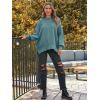 imageLILLUSORY Womens Oversized Batwing Sweaters 2025 Fall Outfits Trendy Crewneck Knit Side Slit Fashion Pullover TopsDeep Green