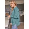 imageLILLUSORY Womens Oversized Batwing Sweaters 2025 Fall Outfits Trendy Crewneck Knit Side Slit Fashion Pullover TopsDeep Green