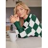 imageLILLUSORY Womens Oversized Batwing Sweaters 2025 Fall Outfits Trendy Crewneck Knit Side Slit Fashion Pullover TopsGreen White