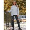 imageLILLUSORY Womens Oversized Batwing Sweaters 2025 Fall Outfits Trendy Crewneck Knit Side Slit Fashion Pullover TopsGrey
