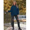 imageLILLUSORY Womens Oversized Batwing Sweaters 2025 Fall Outfits Trendy Crewneck Knit Side Slit Fashion Pullover TopsIndigo