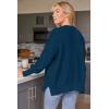 imageLILLUSORY Womens Oversized Batwing Sweaters 2025 Fall Outfits Trendy Crewneck Knit Side Slit Fashion Pullover TopsIndigo