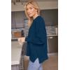 imageLILLUSORY Womens Oversized Batwing Sweaters 2025 Fall Outfits Trendy Crewneck Knit Side Slit Fashion Pullover TopsIndigo