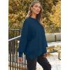 imageLILLUSORY Womens Oversized Batwing Sweaters 2025 Fall Outfits Trendy Crewneck Knit Side Slit Fashion Pullover TopsIndigo
