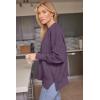 imageLILLUSORY Womens Oversized Batwing Sweaters 2025 Fall Outfits Trendy Crewneck Knit Side Slit Fashion Pullover TopsLavender