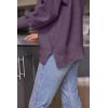 imageLILLUSORY Womens Oversized Batwing Sweaters 2025 Fall Outfits Trendy Crewneck Knit Side Slit Fashion Pullover TopsLavender