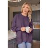 imageLILLUSORY Womens Oversized Batwing Sweaters 2025 Fall Outfits Trendy Crewneck Knit Side Slit Fashion Pullover TopsLavender