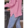 imageLILLUSORY Womens Oversized Batwing Sweaters 2025 Fall Outfits Trendy Crewneck Knit Side Slit Fashion Pullover TopsLight Pink