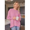 imageLILLUSORY Womens Oversized Batwing Sweaters 2025 Fall Outfits Trendy Crewneck Knit Side Slit Fashion Pullover TopsLight Pink