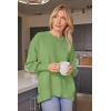 imageLILLUSORY Womens Oversized Batwing Sweaters 2025 Fall Outfits Trendy Crewneck Knit Side Slit Fashion Pullover TopsMint Green