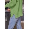 imageLILLUSORY Womens Oversized Batwing Sweaters 2025 Fall Outfits Trendy Crewneck Knit Side Slit Fashion Pullover TopsMint Green