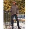 imageLILLUSORY Womens Oversized Batwing Sweaters 2025 Fall Outfits Trendy Crewneck Knit Side Slit Fashion Pullover TopsNutmeg