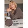 imageLILLUSORY Womens Oversized Batwing Sweaters 2025 Fall Outfits Trendy Crewneck Knit Side Slit Fashion Pullover TopsNutmeg