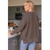 imageLILLUSORY Womens Oversized Batwing Sweaters 2025 Fall Outfits Trendy Crewneck Knit Side Slit Fashion Pullover TopsNutmeg