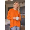 imageLILLUSORY Womens Oversized Batwing Sweaters 2025 Fall Outfits Trendy Crewneck Knit Side Slit Fashion Pullover TopsOrange