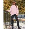 imageLILLUSORY Womens Oversized Batwing Sweaters 2025 Fall Outfits Trendy Crewneck Knit Side Slit Fashion Pullover TopsPale Pink