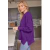 imageLILLUSORY Womens Oversized Batwing Sweaters 2025 Fall Outfits Trendy Crewneck Knit Side Slit Fashion Pullover TopsPurple