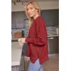 imageLILLUSORY Womens Oversized Batwing Sweaters 2025 Fall Outfits Trendy Crewneck Knit Side Slit Fashion Pullover TopsRed