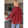 imageLILLUSORY Womens Oversized Batwing Sweaters 2025 Fall Outfits Trendy Crewneck Knit Side Slit Fashion Pullover TopsRed